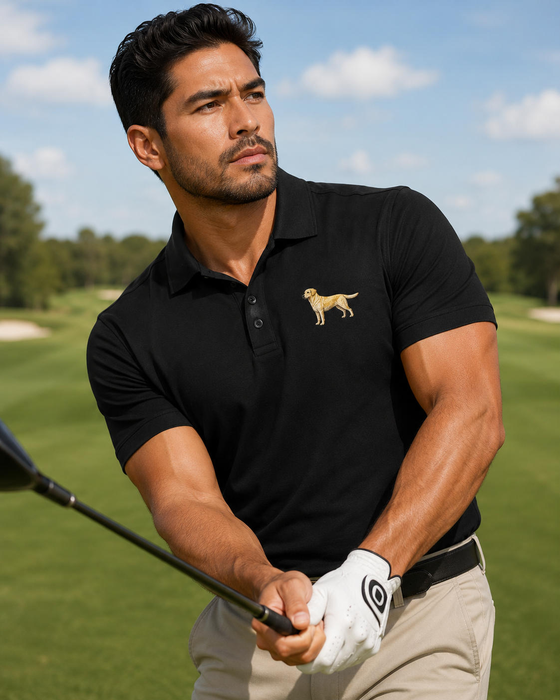 Labrador Dog Premium Polo | Premium Embroidered Mercer+Mettle Polo | Black Performance Golf Shirt | Labrador Retriever Gift | Dog Lover Polo.