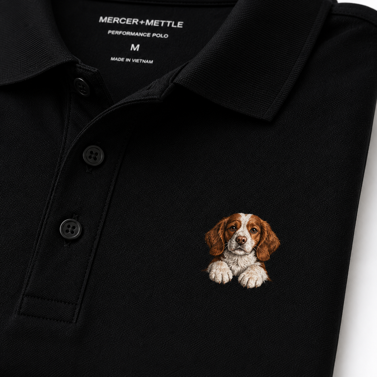 Brittany Spaniel Dog Premium Polo | Mercer+Mettle Performance Golf Shirt | Embroidered Brittany Dog Gift for Men & Women