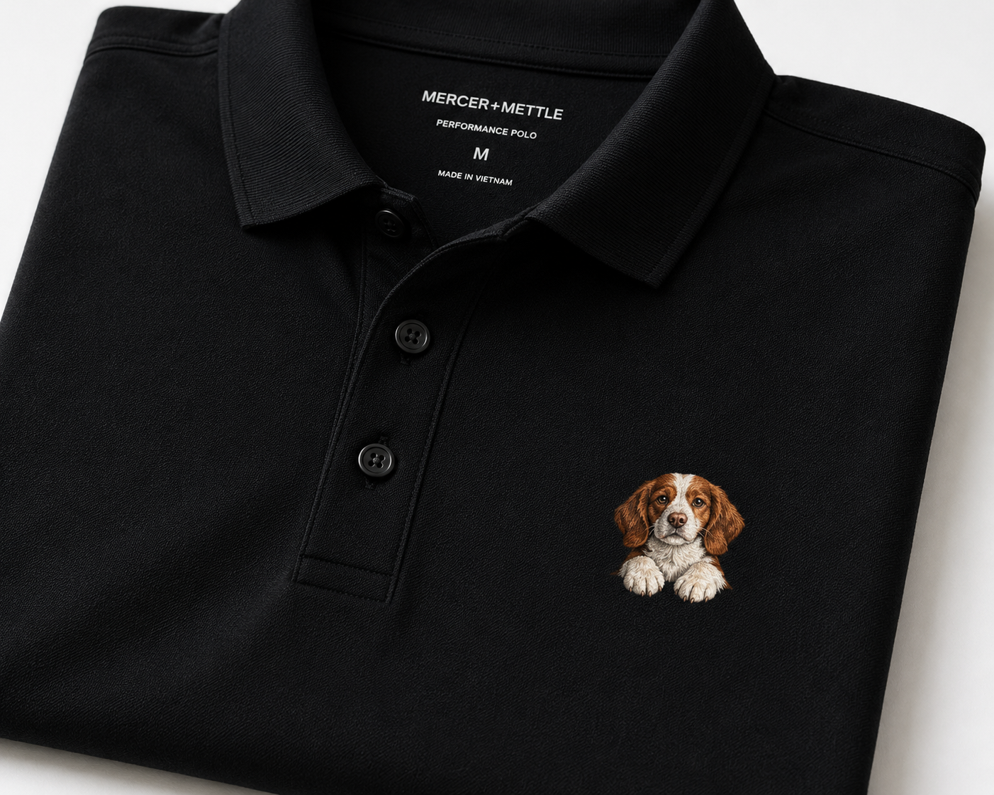 Brittany Spaniel Dog Premium Polo | Mercer+Mettle Performance Golf Shirt | Embroidered Brittany Dog Gift for Men & Women