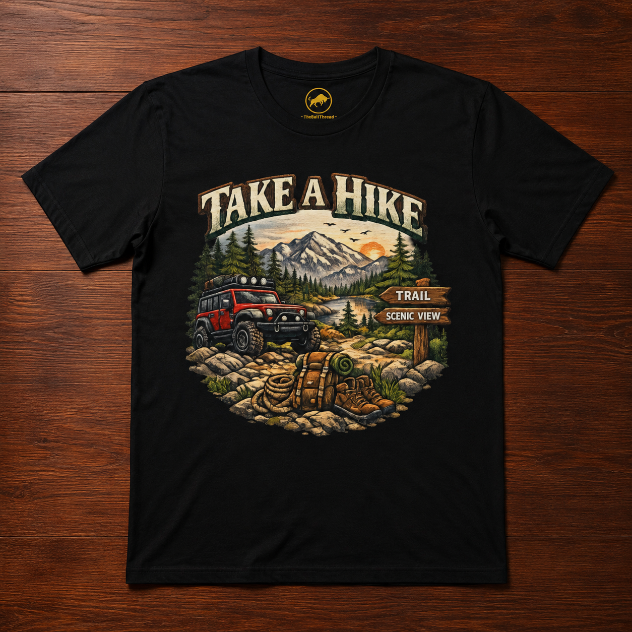 Take a Hike Adventure Shirt, Mountain Hiking Graphic Tee, Off-Road Camping T-Shirt, Premium Outdoor Travel Gift for Hikers.