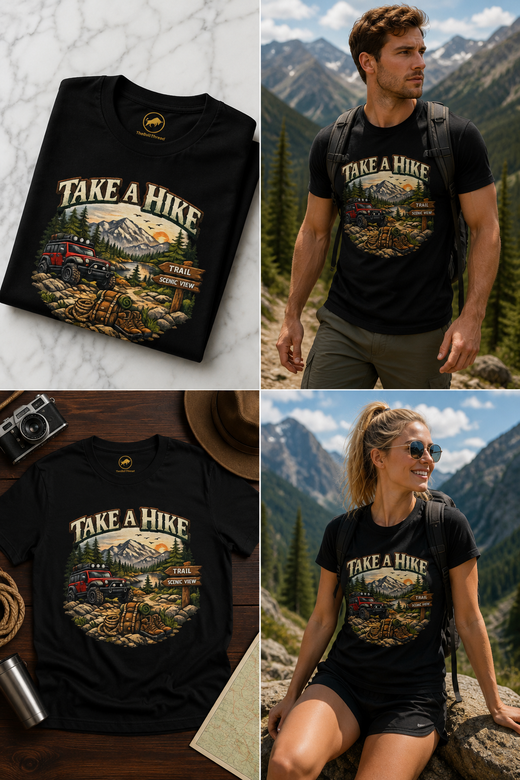 Take a Hike Adventure Shirt, Mountain Hiking Graphic Tee, Off-Road Camping T-Shirt, Premium Outdoor Travel Gift for Hikers.