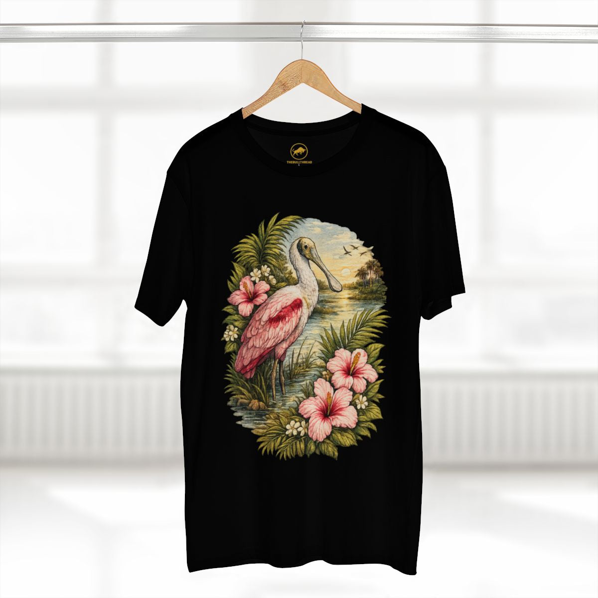 Premium Roseate Spoonbill Shirt, AS Colour 5001 Florida Wildlife Tee, Pink Coastal Bird Graphic T-Shirt, Everglades Nature Gif.