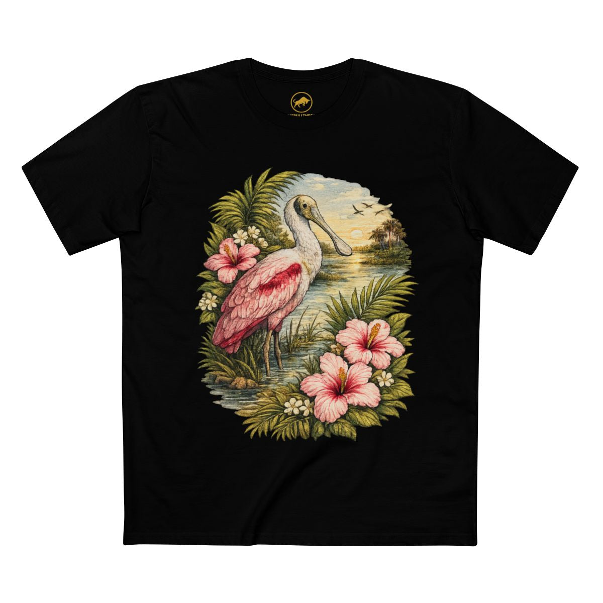 Premium Roseate Spoonbill Shirt, AS Colour 5001 Florida Wildlife Tee, Pink Coastal Bird Graphic T-Shirt, Everglades Nature Gif.
