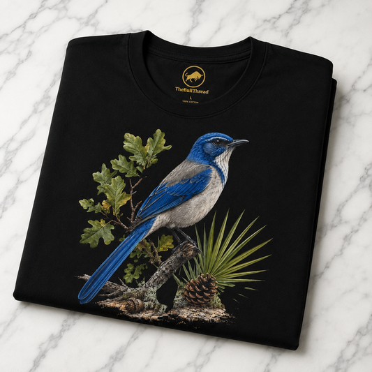Premium Florida Scrub Jay T-Shirt, AS Colour 5001 Bird Graphic Tee, Florida Wildlife Shirt, Birdwatcher Gift, Native Nature Apparel.