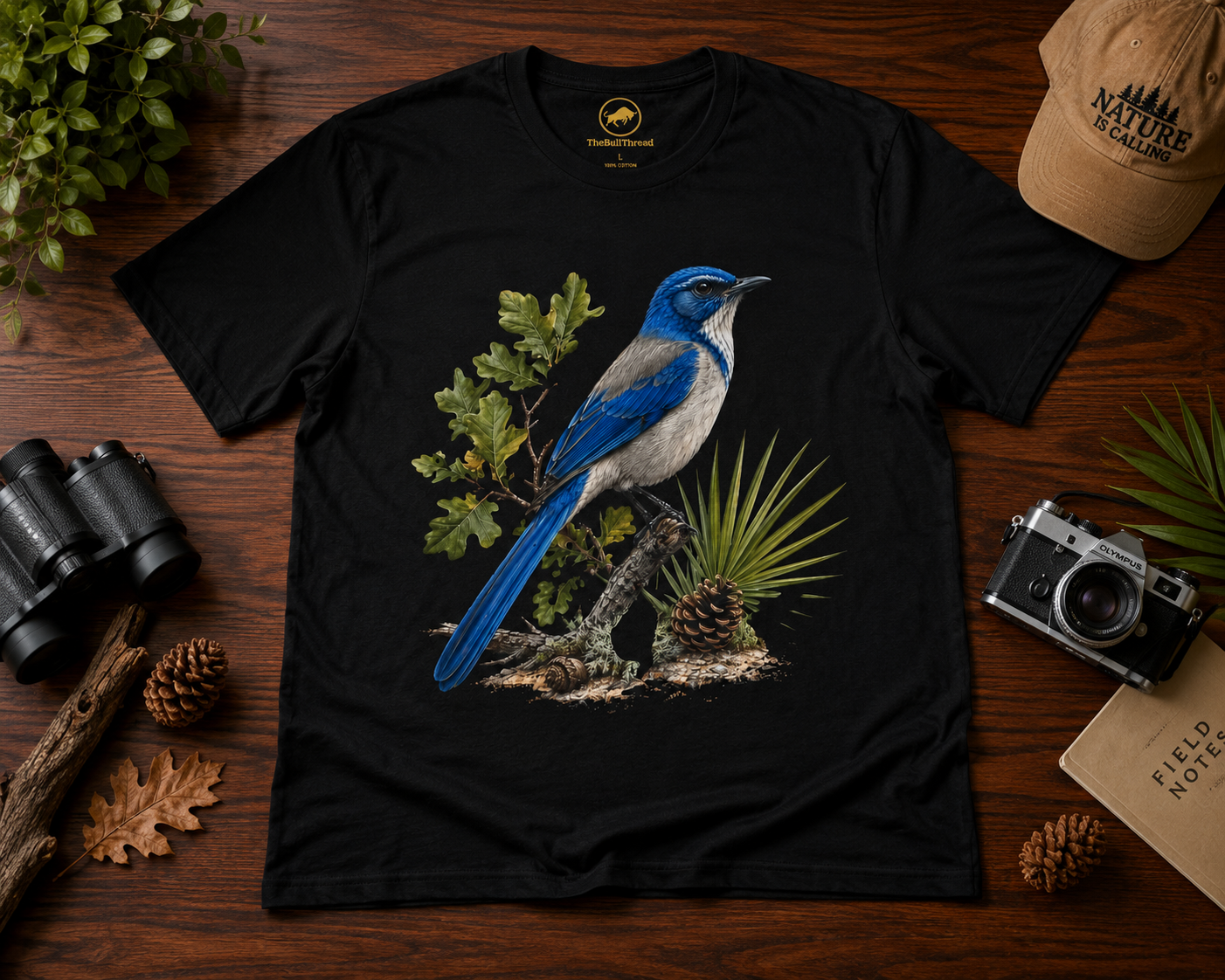 Premium Florida Scrub Jay T-Shirt, AS Colour 5001 Bird Graphic Tee, Florida Wildlife Shirt, Birdwatcher Gift, Native Nature Apparel.