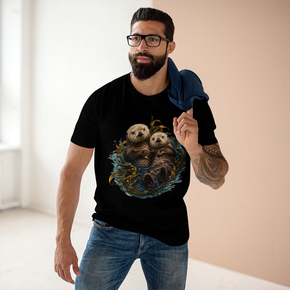 Premium Sea Otter T-Shirt, AS Colour 5001 Coastal Wildlife Graphic Tee, Kelp Forest Ocean Shirt, Marine Animal Lover Gift.