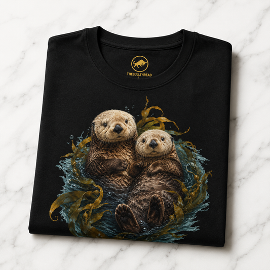 Premium Sea Otter T-Shirt, AS Colour 5001 Coastal Wildlife Graphic Tee, Kelp Forest Ocean Shirt, Marine Animal Lover Gift.