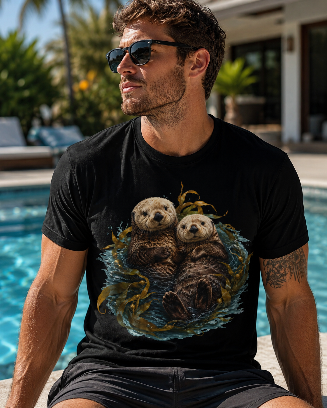 Premium Sea Otter T-Shirt, AS Colour 5001 Coastal Wildlife Graphic Tee, Kelp Forest Ocean Shirt, Marine Animal Lover Gift.