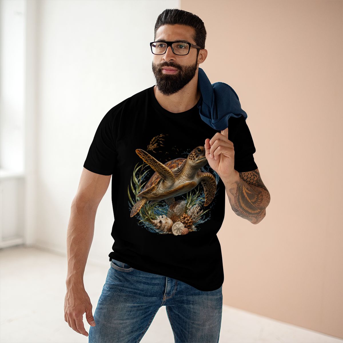 Premium Sea Turtle T-Shirt, AS Colour 5001 Ocean Wildlife Graphic Tee, Coastal Marine Life Shirt, Sea Turtle Lover Gift.