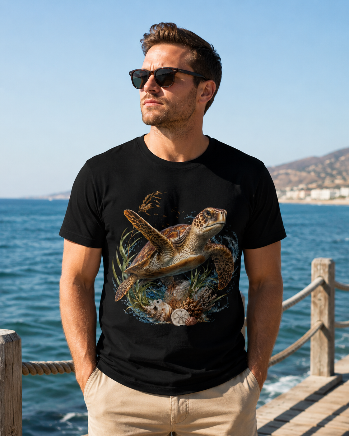 Premium Sea Turtle T-Shirt, AS Colour 5001 Ocean Wildlife Graphic Tee, Coastal Marine Life Shirt, Sea Turtle Lover Gift.