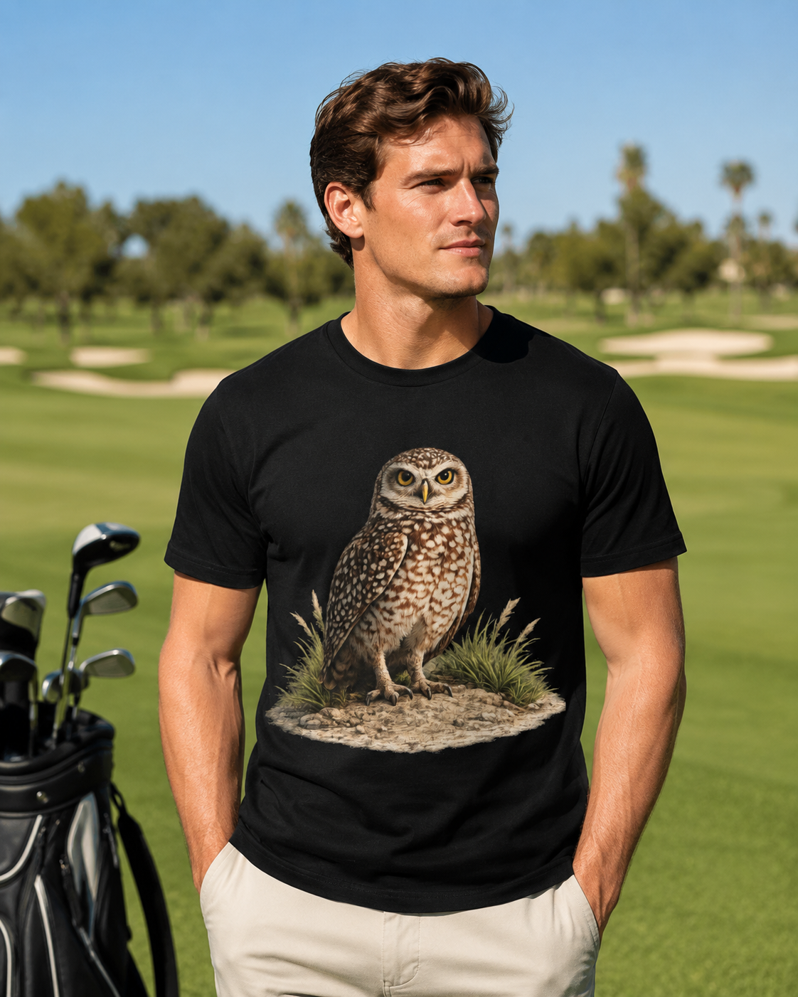 Premium Burrowing Owl T-Shirt, AS Colour 5001 Florida Wildlife Graphic Tee, Birdwatcher Gift, Nature Lover Shirt.