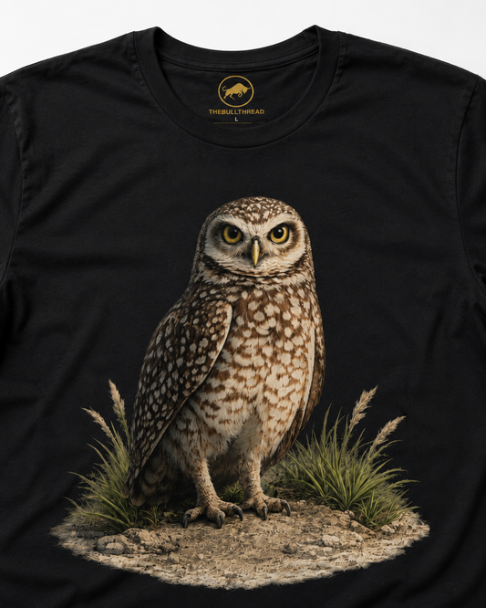 Premium Burrowing Owl T-Shirt, AS Colour 5001 Florida Wildlife Graphic Tee, Birdwatcher Gift, Nature Lover Shirt.