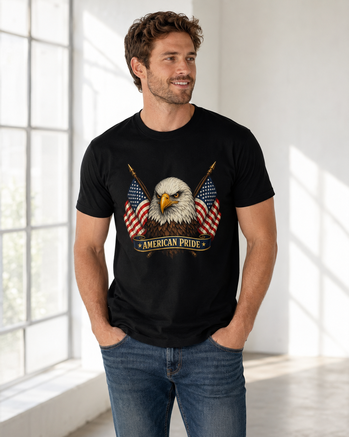 American Pride Bald Eagle Shirt, Premium AS Colour 5001 Patriotic T-Shirt, American Flag Graphic Tee, USA Gift.
