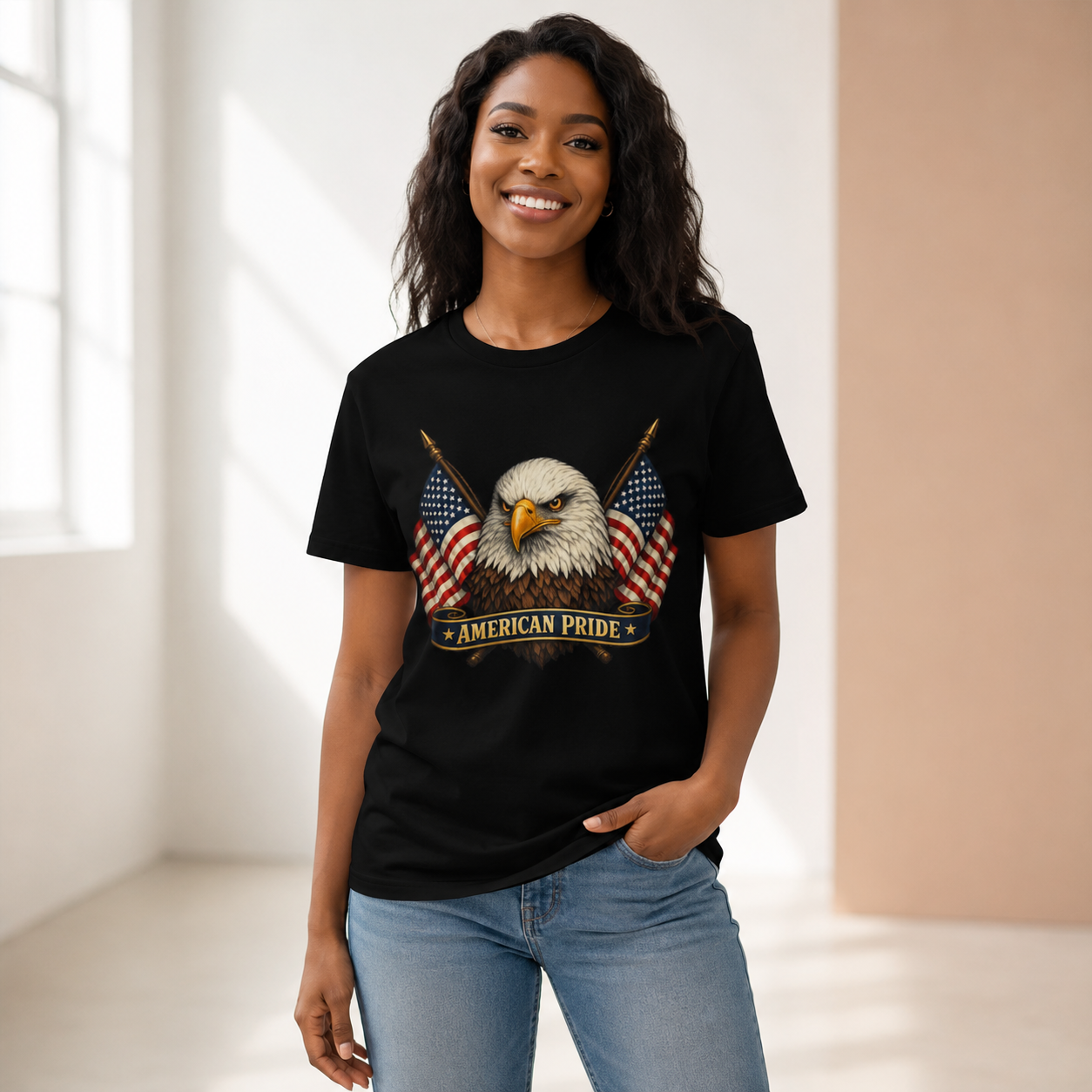 American Pride Bald Eagle Shirt, Premium AS Colour 5001 Patriotic T-Shirt, American Flag Graphic Tee, USA Gift.