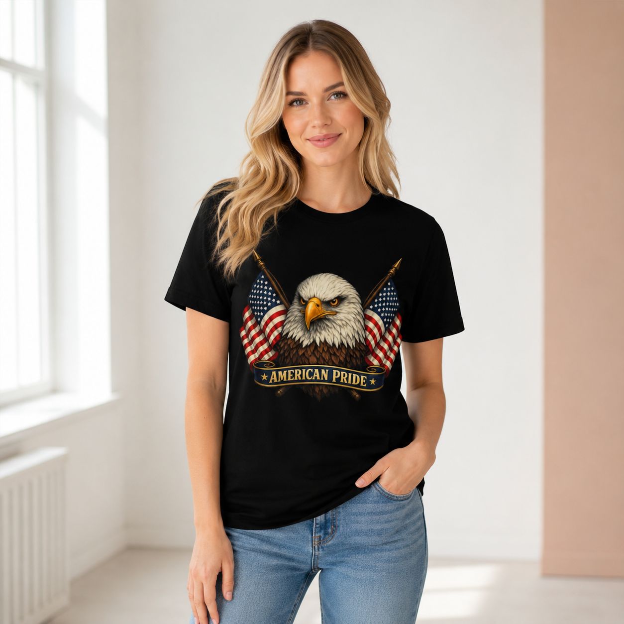 American Pride Bald Eagle Shirt, Premium AS Colour 5001 Patriotic T-Shirt, American Flag Graphic Tee, USA Gift.