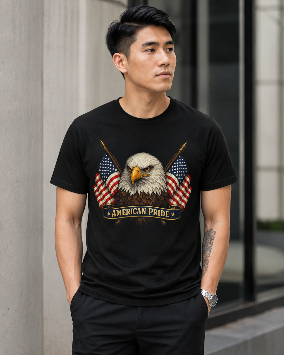 American Pride Bald Eagle Shirt, Premium AS Colour 5001 Patriotic T-Shirt, American Flag Graphic Tee, USA Gift.