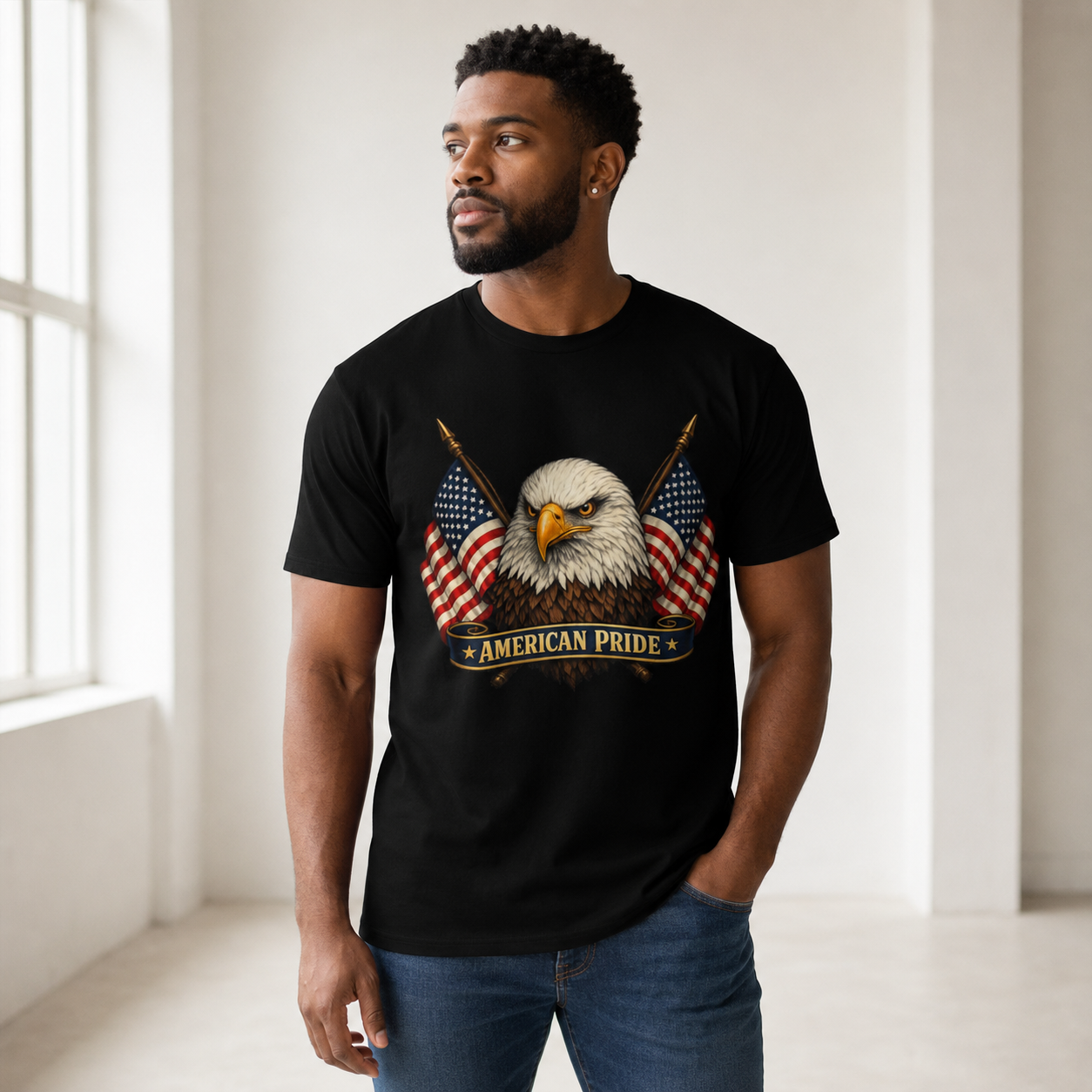 American Pride Bald Eagle Shirt, Premium AS Colour 5001 Patriotic T-Shirt, American Flag Graphic Tee, USA Gift.