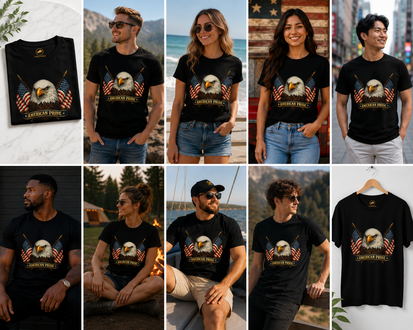 American Pride Bald Eagle Shirt, Premium AS Colour 5001 Patriotic T-Shirt, American Flag Graphic Tee, USA Gift
