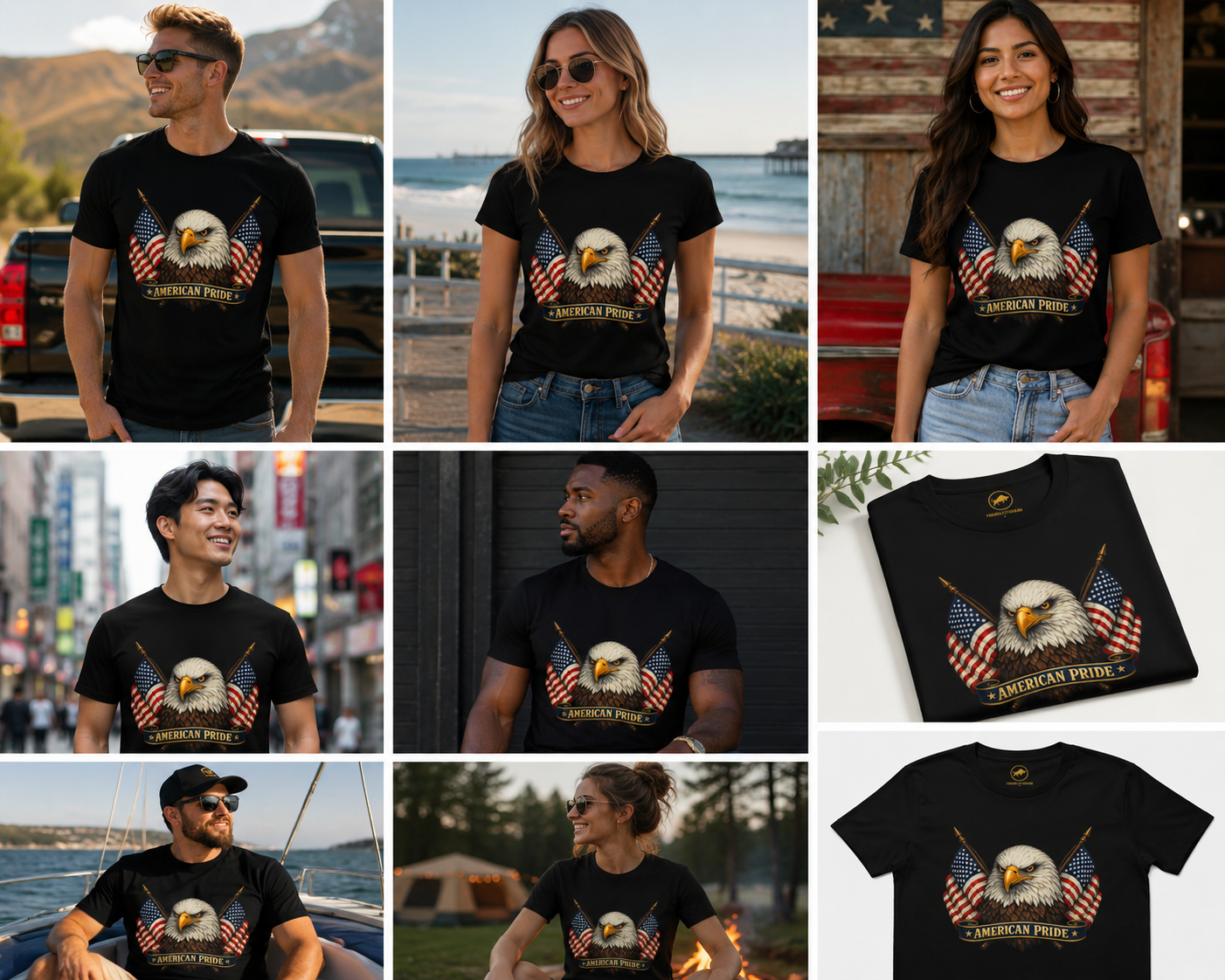 American Pride Bald Eagle Shirt, Premium AS Colour 5001 Patriotic T-Shirt, American Flag Graphic Tee, USA Gift
