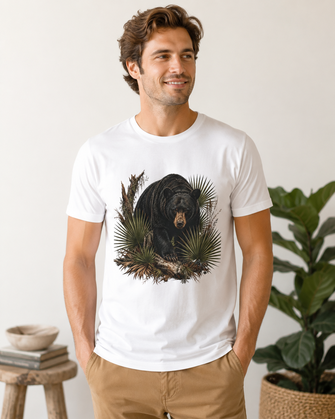 Florida Black Bear Shirt, Saw Palmetto Wildlife Tee, Premium Florida Nature Graphic T-Shirt, Bear Lover Outdoor Gift.