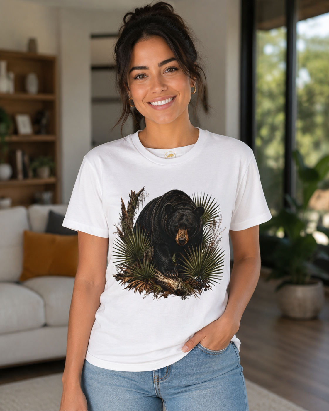 Florida Black Bear Shirt, Saw Palmetto Wildlife Tee, Premium Florida Nature Graphic T-Shirt, Bear Lover Outdoor Gift.