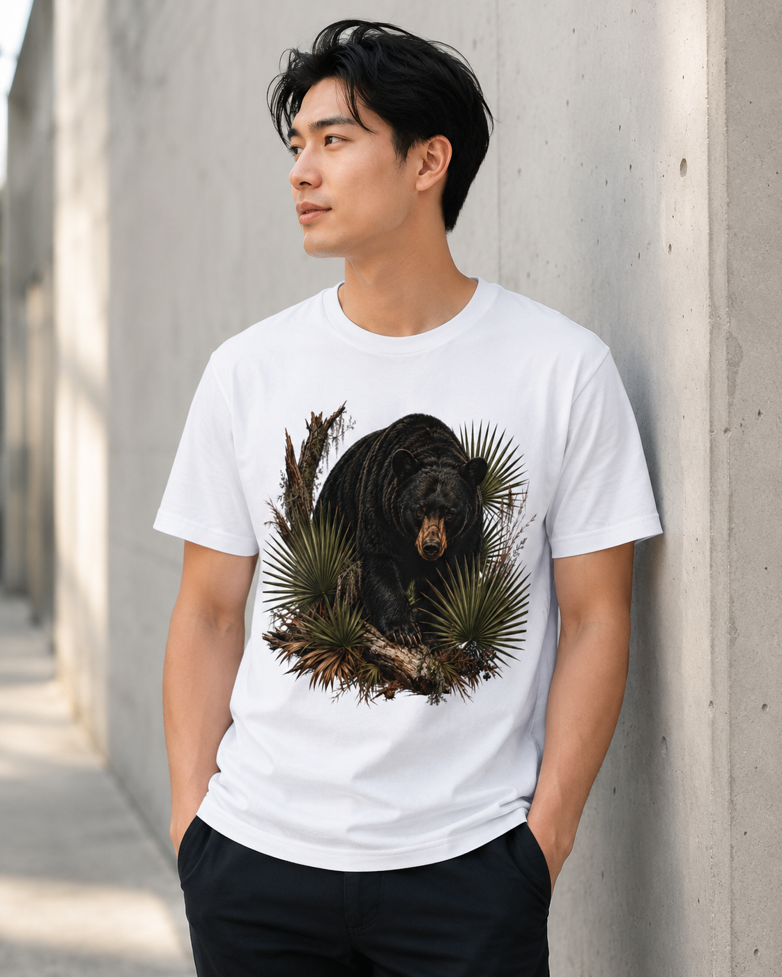 Florida Black Bear Shirt, Saw Palmetto Wildlife Tee, Premium Florida Nature Graphic T-Shirt, Bear Lover Outdoor Gift.