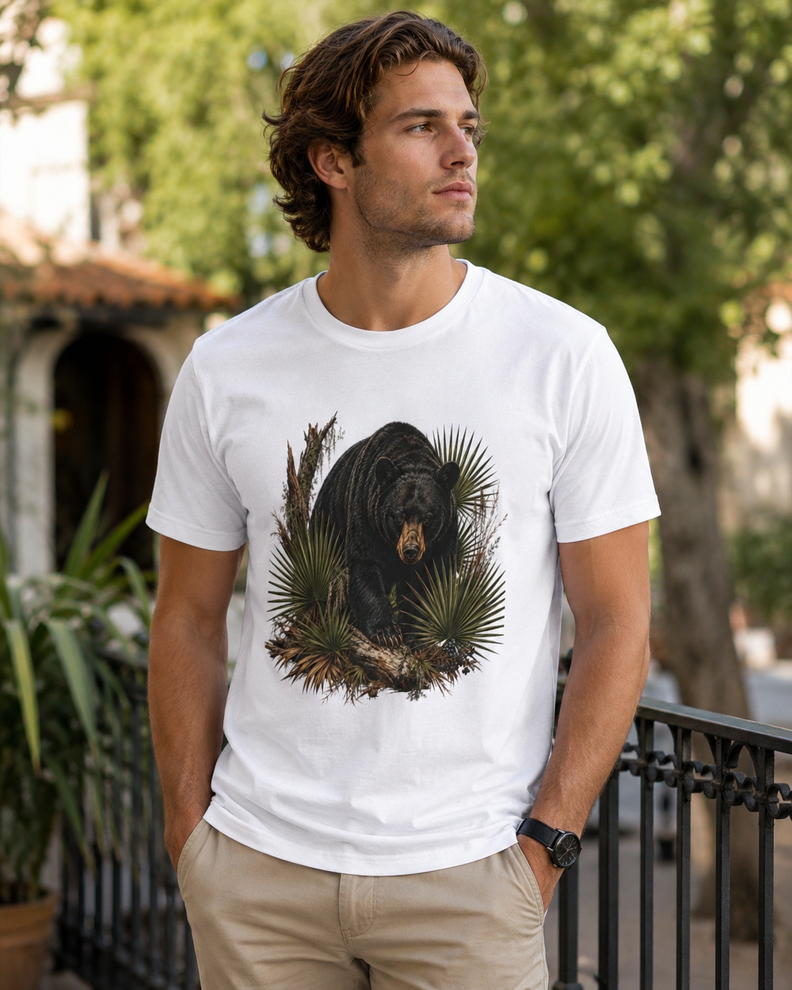 Florida Black Bear Shirt, Saw Palmetto Wildlife Tee, Premium Florida Nature Graphic T-Shirt, Bear Lover Outdoor Gift.