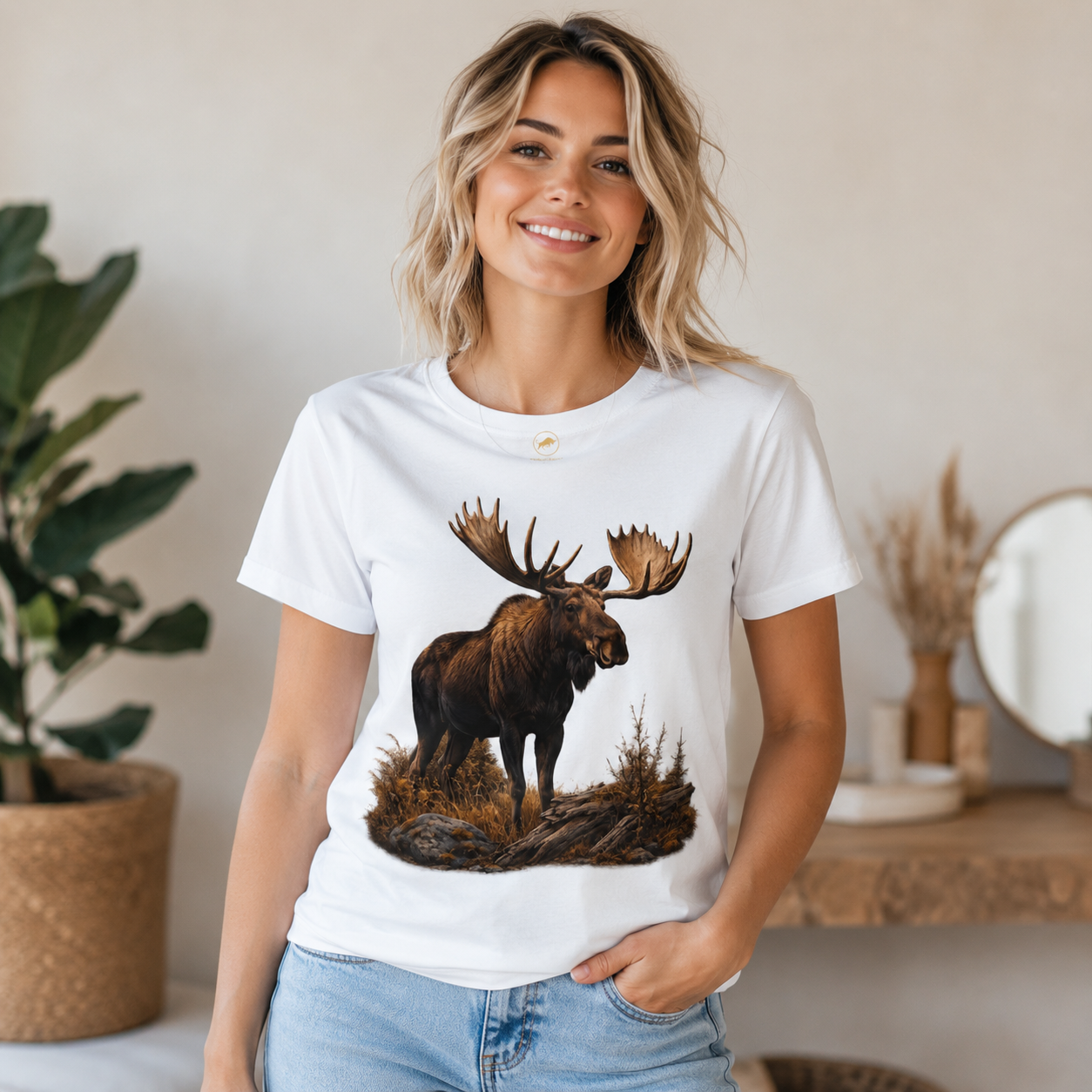 Majestic Bull Moose Shirt, Premium Wildlife Graphic Tee, Mountain Wilderness T-Shirt, Outdoorsman Gift, Moose Lover Nature Tee.