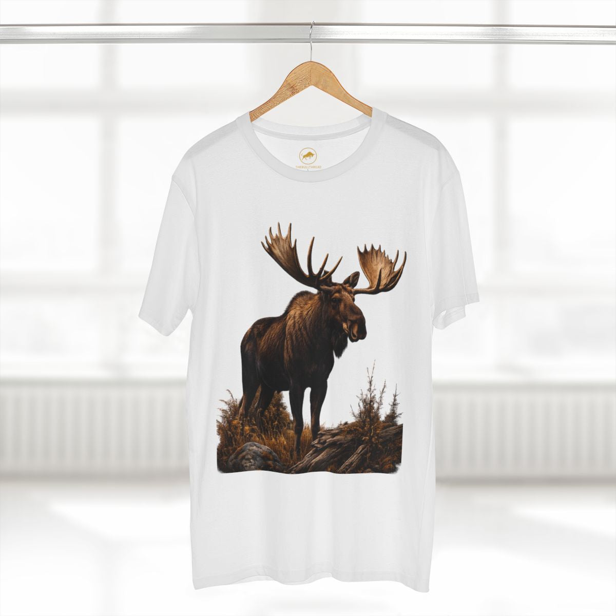Majestic Bull Moose Shirt, Premium Wildlife Graphic Tee, Mountain Wilderness T-Shirt, Outdoorsman Gift, Moose Lover Nature Tee.