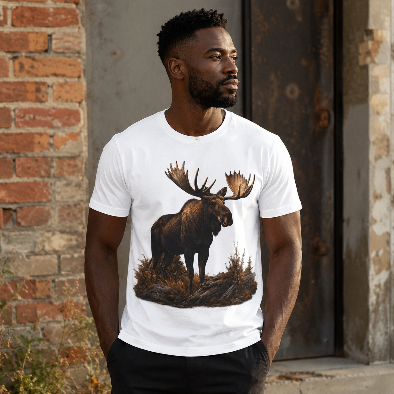 Majestic Bull Moose Shirt, Premium Wildlife Graphic Tee, Mountain Wilderness T-Shirt, Outdoorsman Gift, Moose Lover Nature Tee.