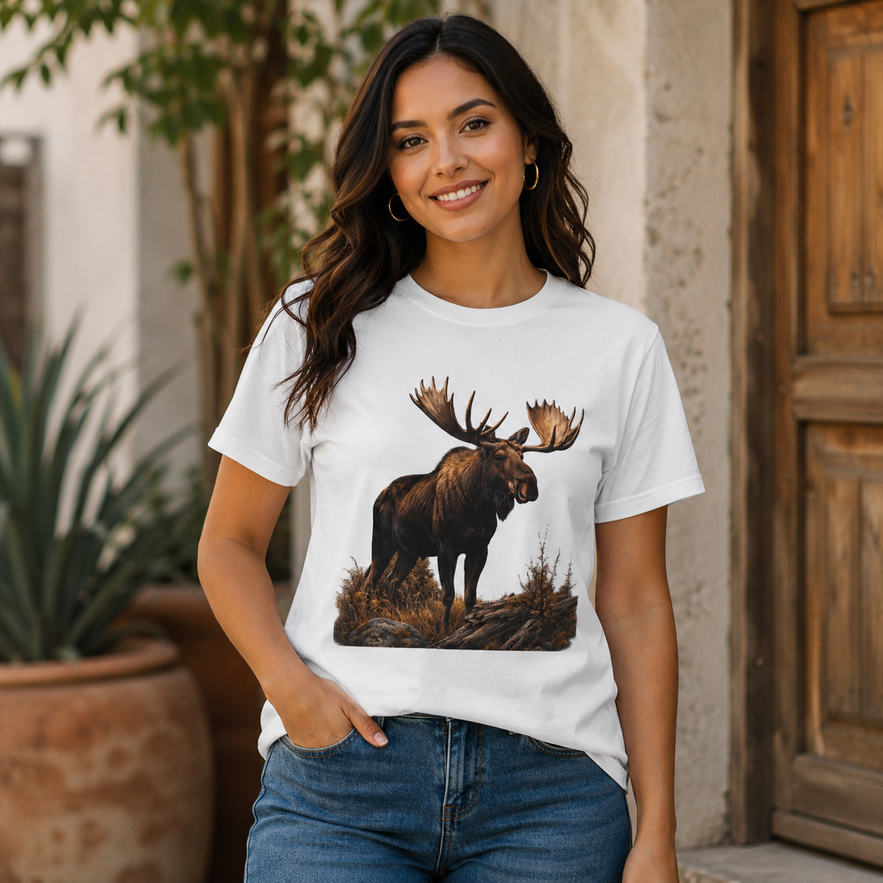 Majestic Bull Moose Shirt, Premium Wildlife Graphic Tee, Mountain Wilderness T-Shirt, Outdoorsman Gift, Moose Lover Nature Tee.