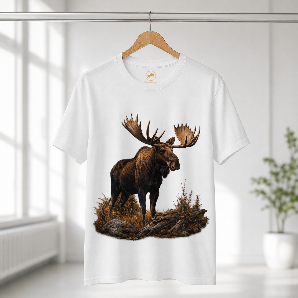 Majestic Bull Moose Shirt, Premium Wildlife Graphic Tee, Mountain Wilderness T-Shirt, Outdoorsman Gift, Moose Lover Nature Tee.