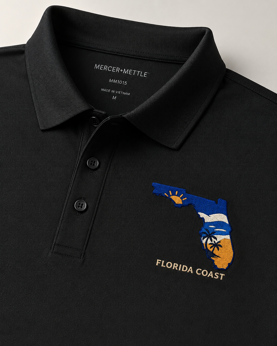 Florida Coast Embroidered Polo Shirt, Premium Coastal Golf Polo, Sunshine State Apparel, Florida Beach Gift.