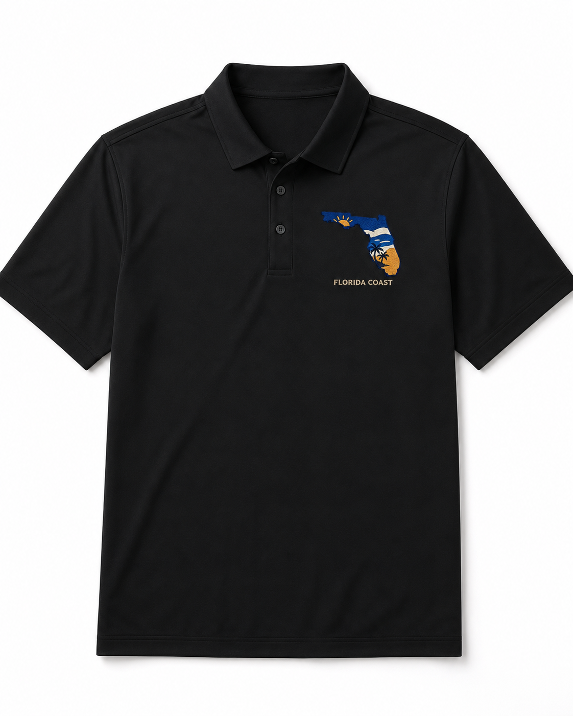 Florida Coast Embroidered Polo Shirt, Premium Coastal Golf Polo, Sunshine State Apparel, Florida Beach Gift.