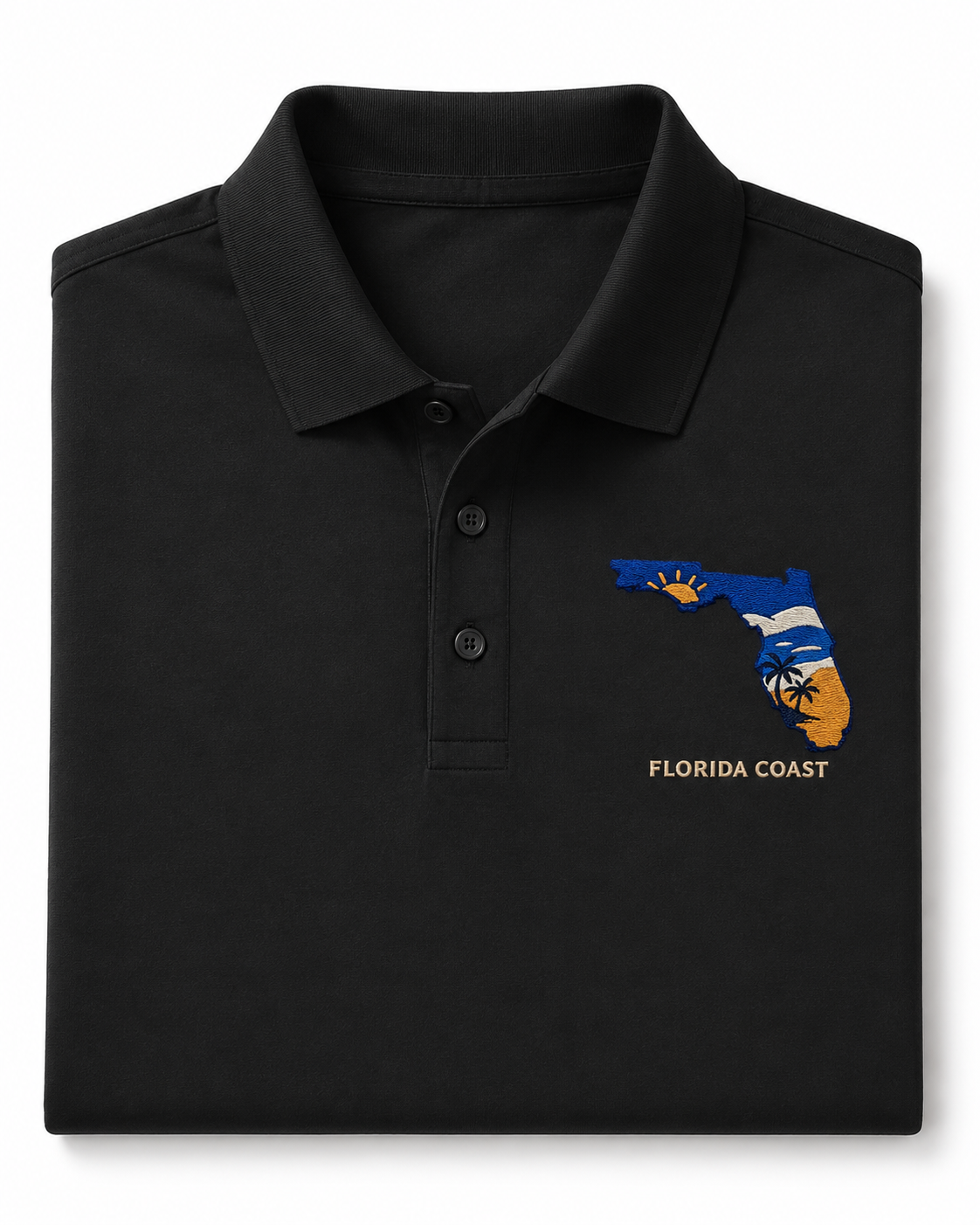 Florida Coast Embroidered Polo Shirt, Premium Coastal Golf Polo, Sunshine State Apparel, Florida Beach Gift.
