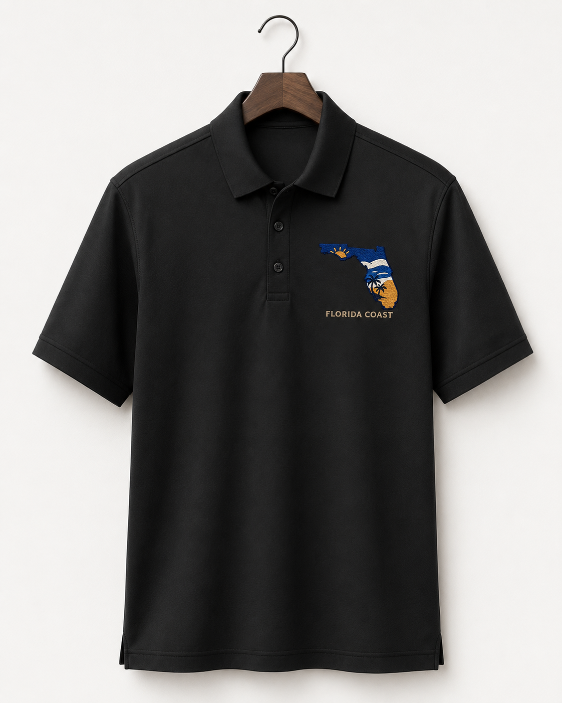 Florida Coast Embroidered Polo Shirt, Premium Coastal Golf Polo, Sunshine State Apparel, Florida Beach Gift.