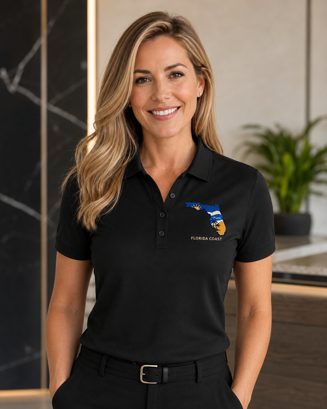 Florida Coast Embroidered Polo Shirt, Premium Coastal Golf Polo, Sunshine State Apparel, Florida Beach Gift.