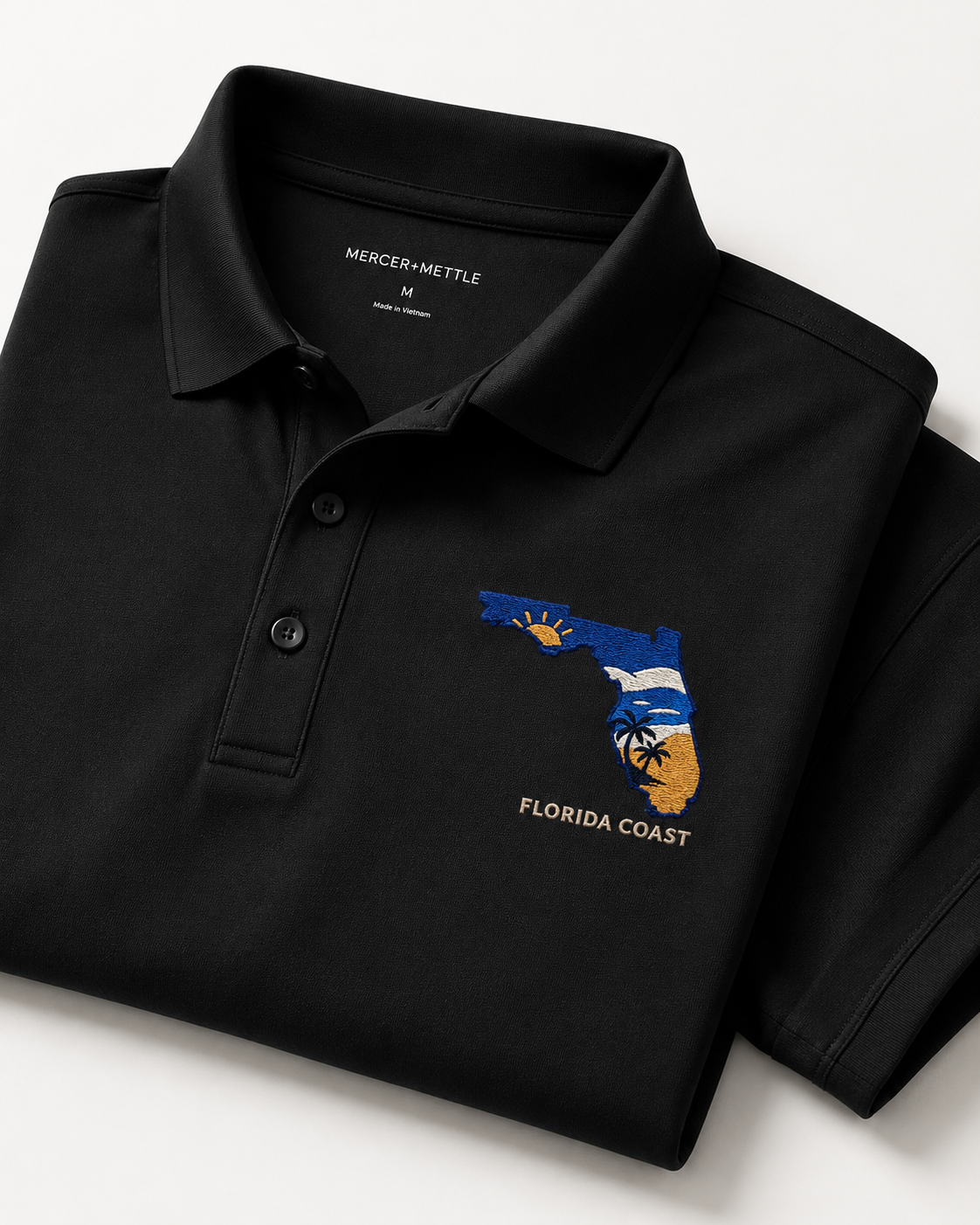 Florida Coast Embroidered Polo Shirt, Premium Coastal Golf Polo, Sunshine State Apparel, Florida Beach Gift.