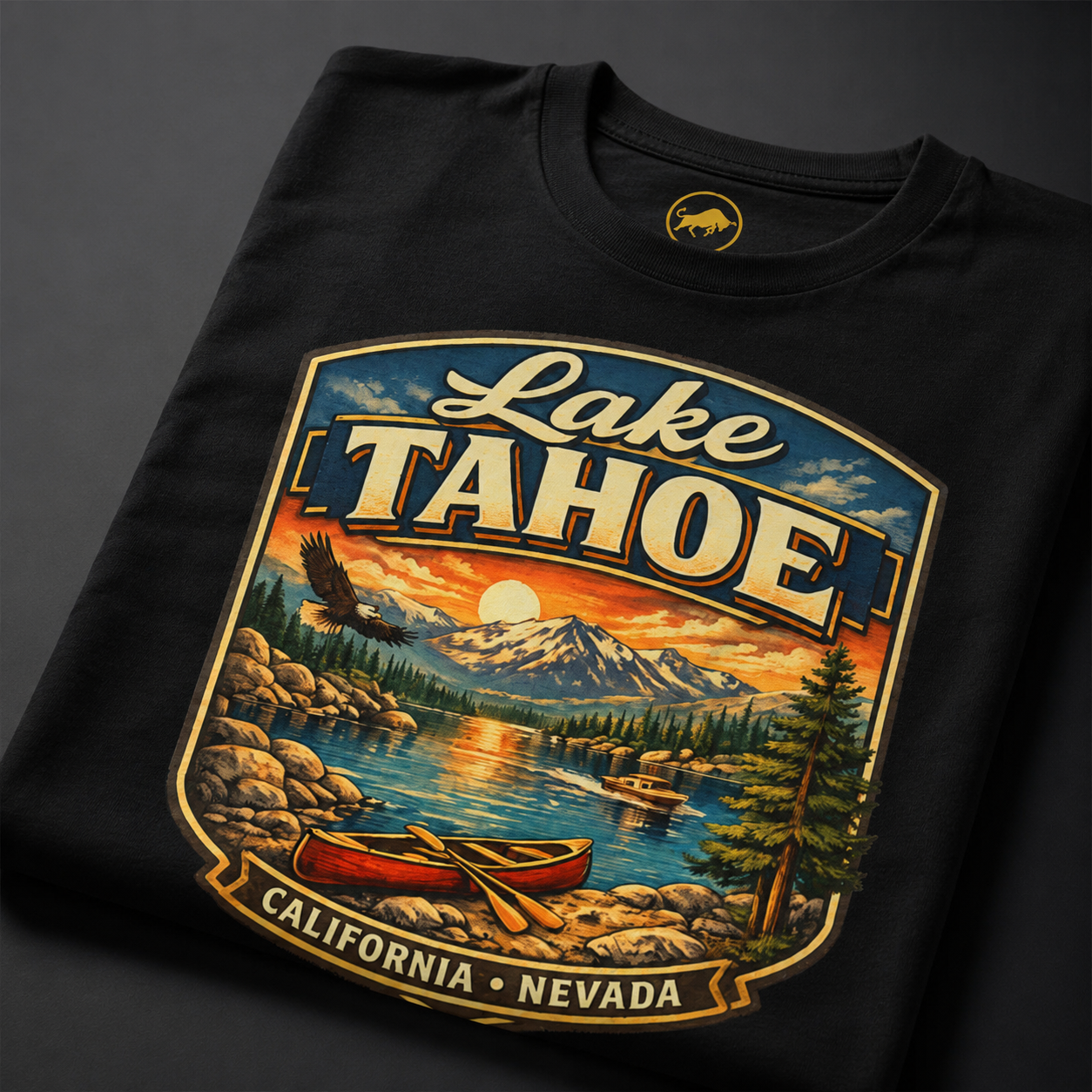 Lake Tahoe Shirt, Vintage California Nevada Travel Tee, Mountain Lake Adventure T-Shirt, Canoeing Boating Vacation Gift.