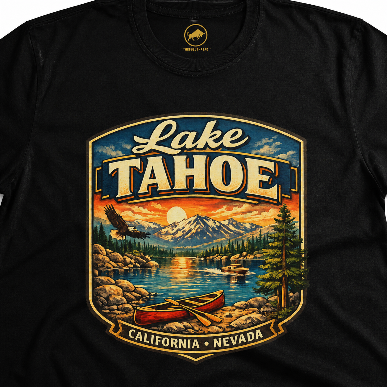 Lake Tahoe Shirt, Vintage California Nevada Travel Tee, Mountain Lake Adventure T-Shirt, Canoeing Boating Vacation Gift.