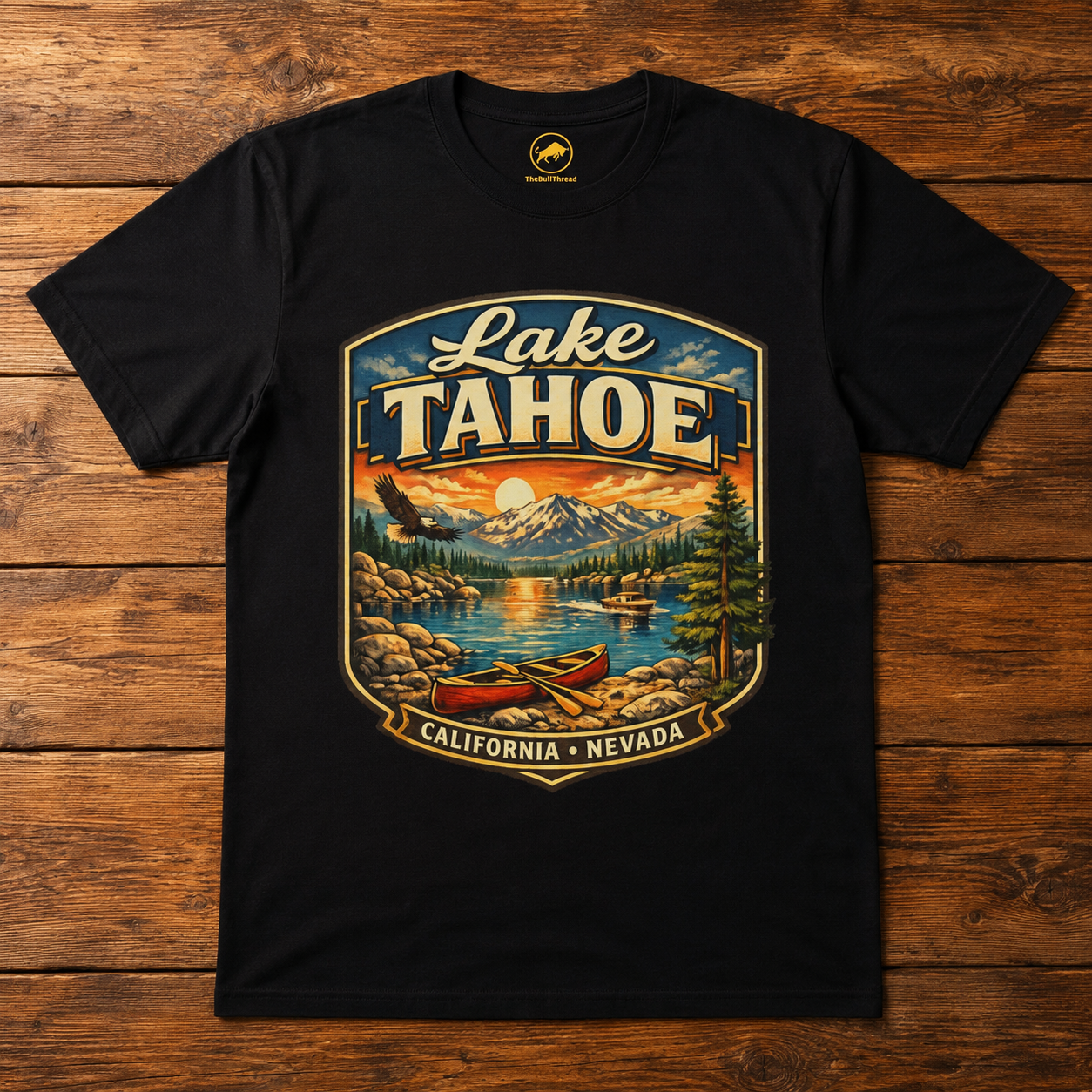 Lake Tahoe Shirt, Vintage California Nevada Travel Tee, Mountain Lake Adventure T-Shirt, Canoeing Boating Vacation Gift.