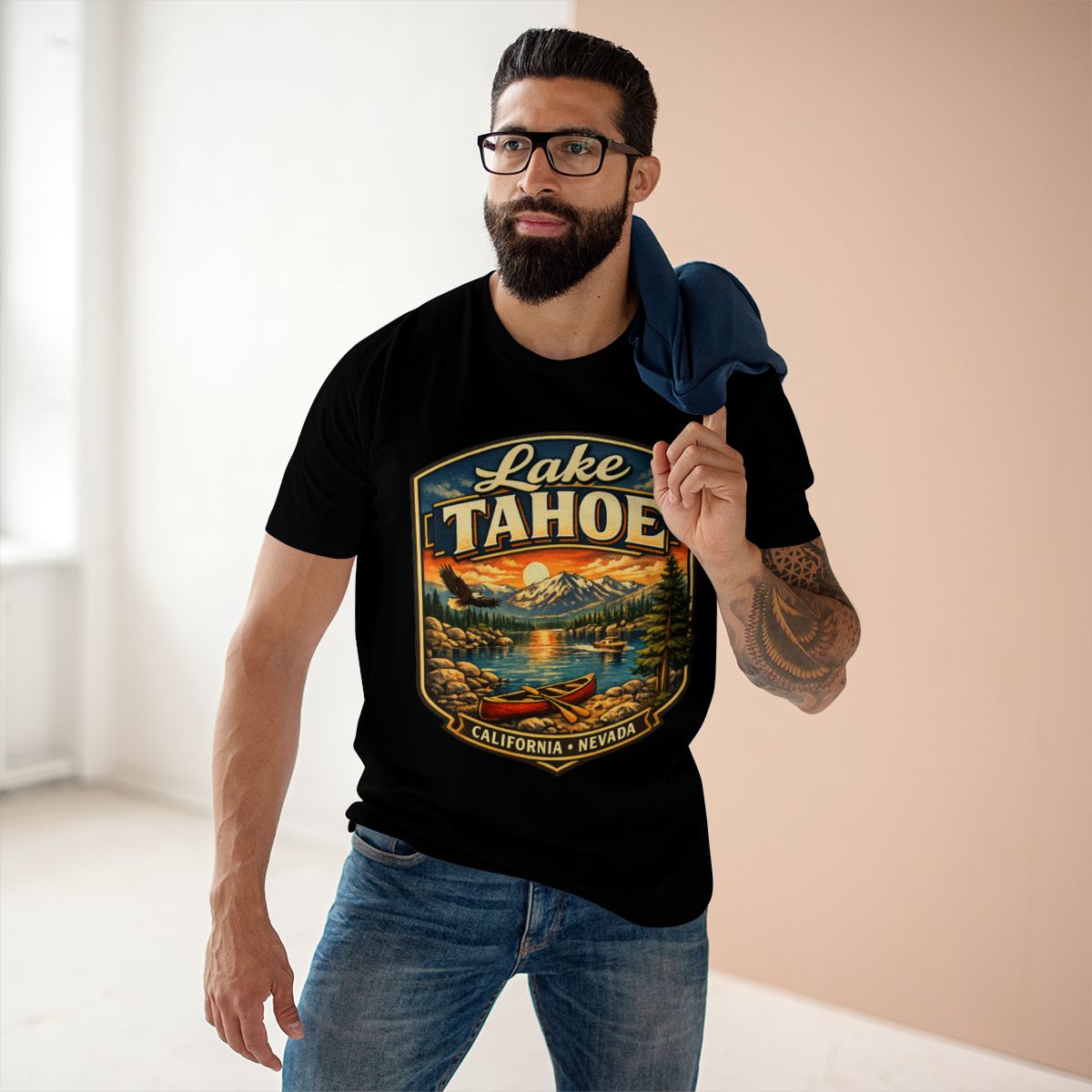 Lake Tahoe Shirt, Vintage California Nevada Travel Tee, Mountain Lake Adventure T-Shirt, Canoeing Boating Vacation Gift.