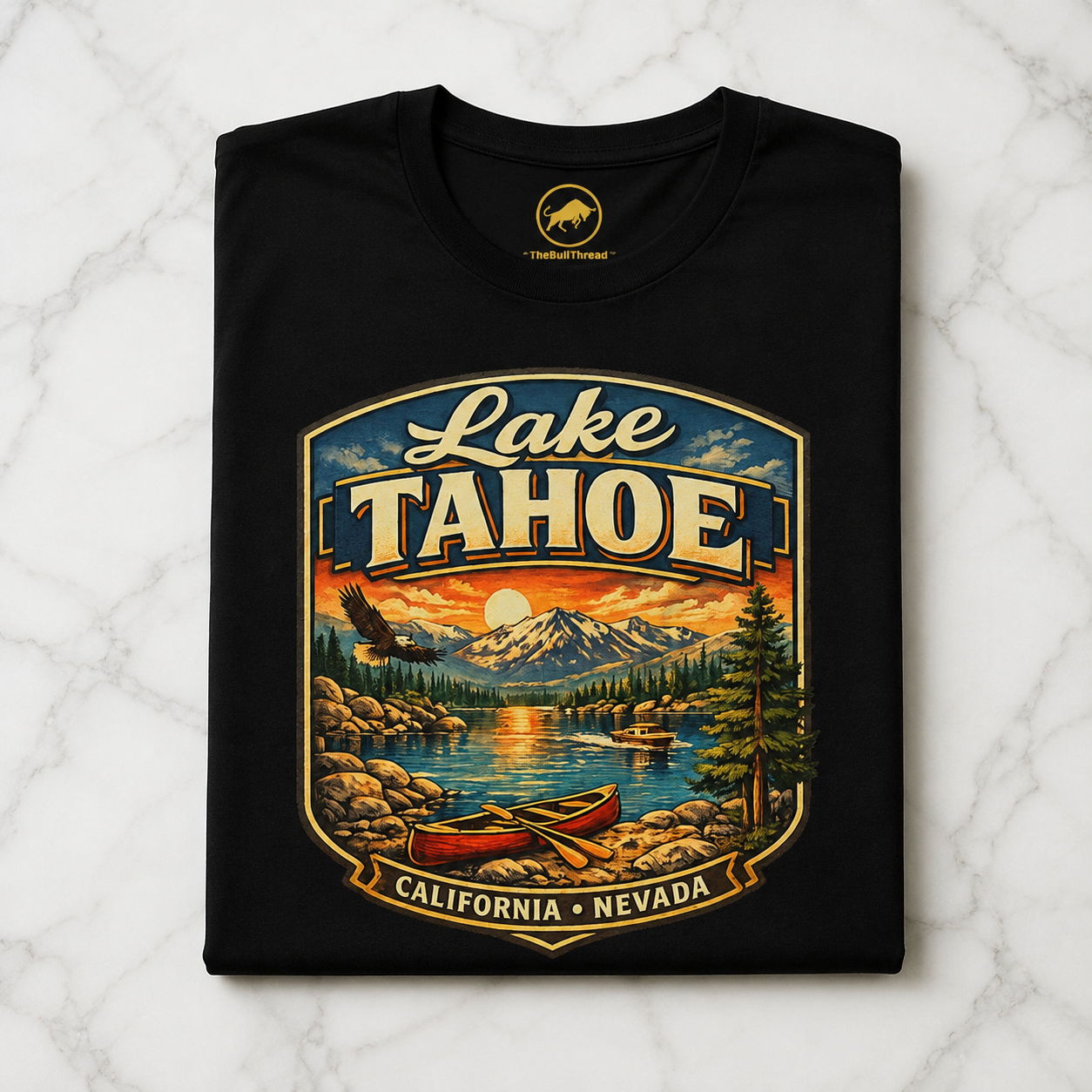 Lake Tahoe Shirt, Vintage California Nevada Travel Tee, Mountain Lake Adventure T-Shirt, Canoeing Boating Vacation Gift.