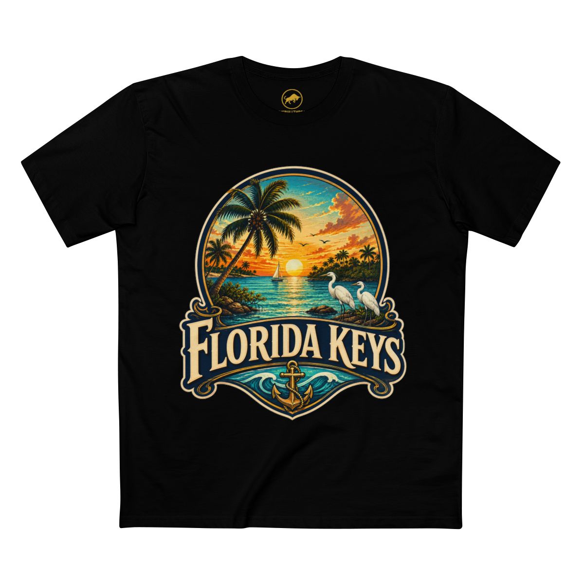 Florida Keys Shirt, Vintage Tropical Sunset Tee, Coastal Beach Vacation T-Shirt, Premium AS Colour 5001 Florida Travel Gift.