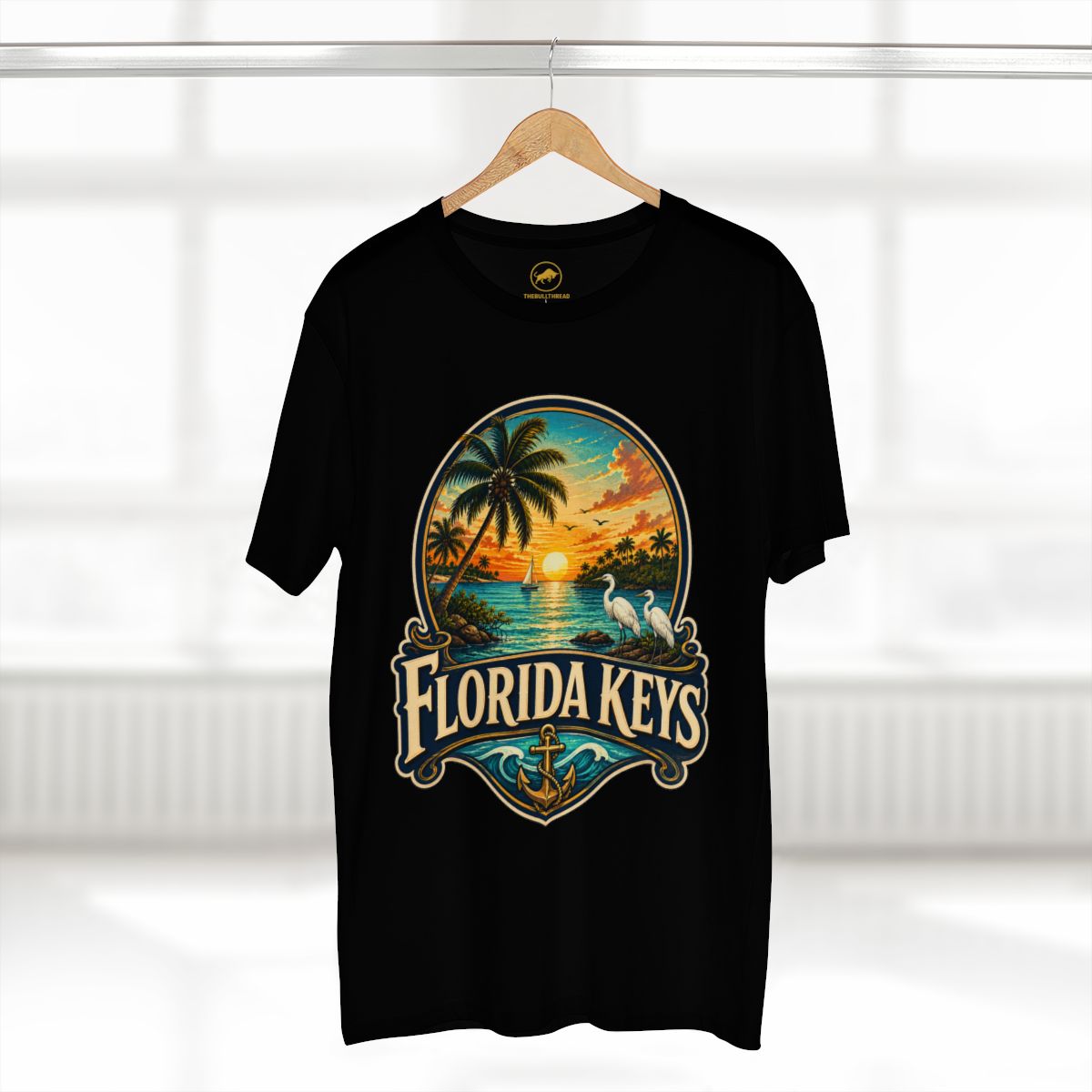 Florida Keys Shirt, Vintage Tropical Sunset Tee, Coastal Beach Vacation T-Shirt, Premium AS Colour 5001 Florida Travel Gift.