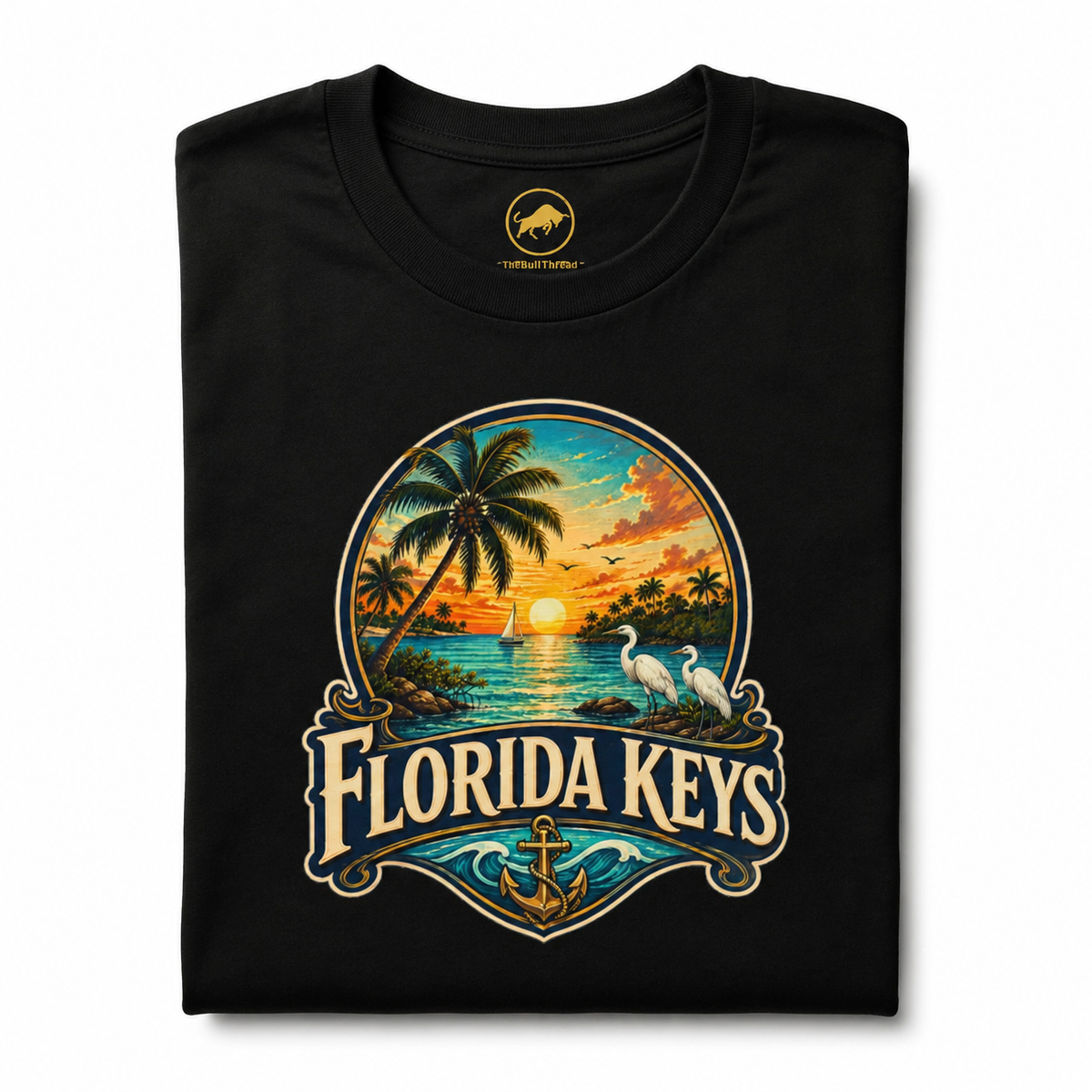 Florida Keys Shirt, Vintage Tropical Sunset Tee, Coastal Beach Vacation T-Shirt, Premium AS Colour 5001 Florida Travel Gift.