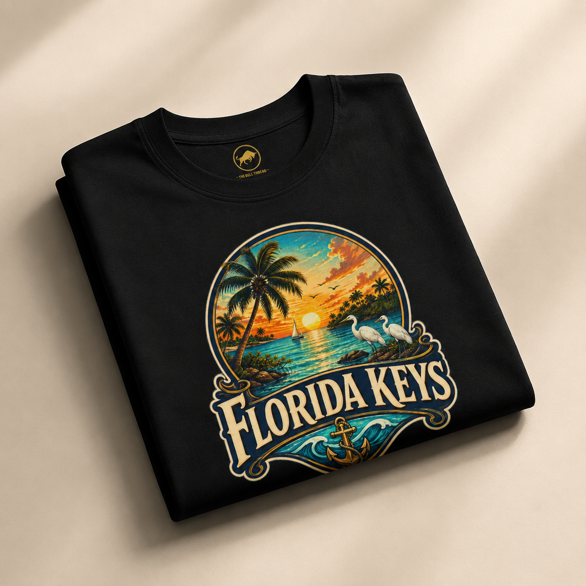 Florida Keys Shirt, Vintage Tropical Sunset Tee, Coastal Beach Vacation T-Shirt, Premium AS Colour 5001 Florida Travel Gift.