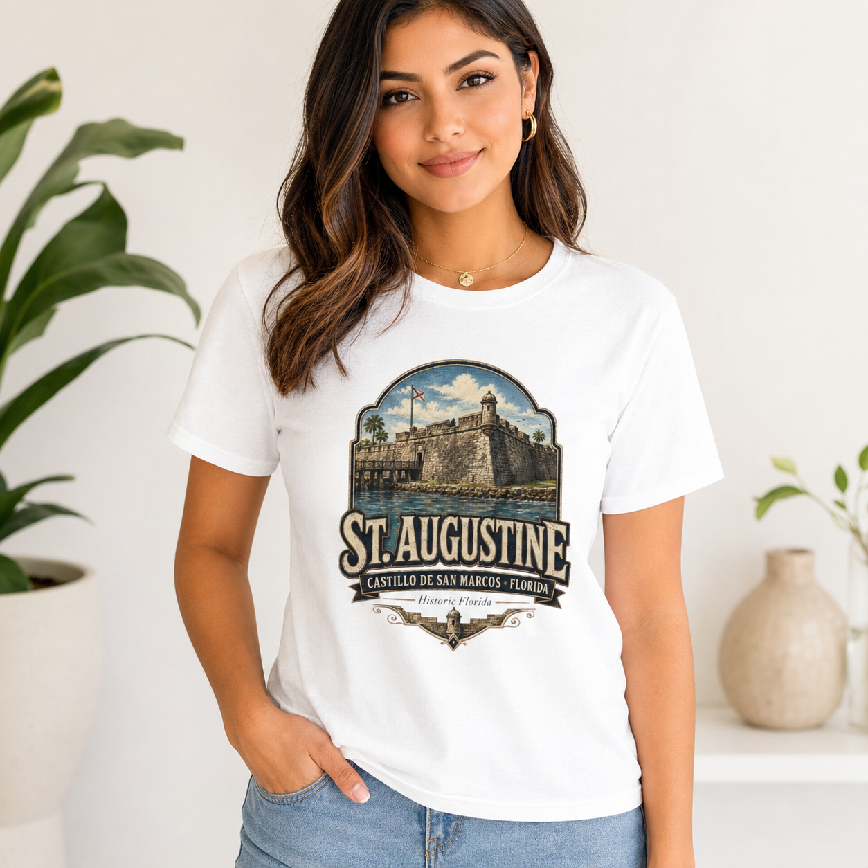 St Augustine Florida Shirt, Castillo de San Marcos Tee, Vintage Florida Travel T-Shirt, Premium AS Colour 5001 Souvenir Gift.