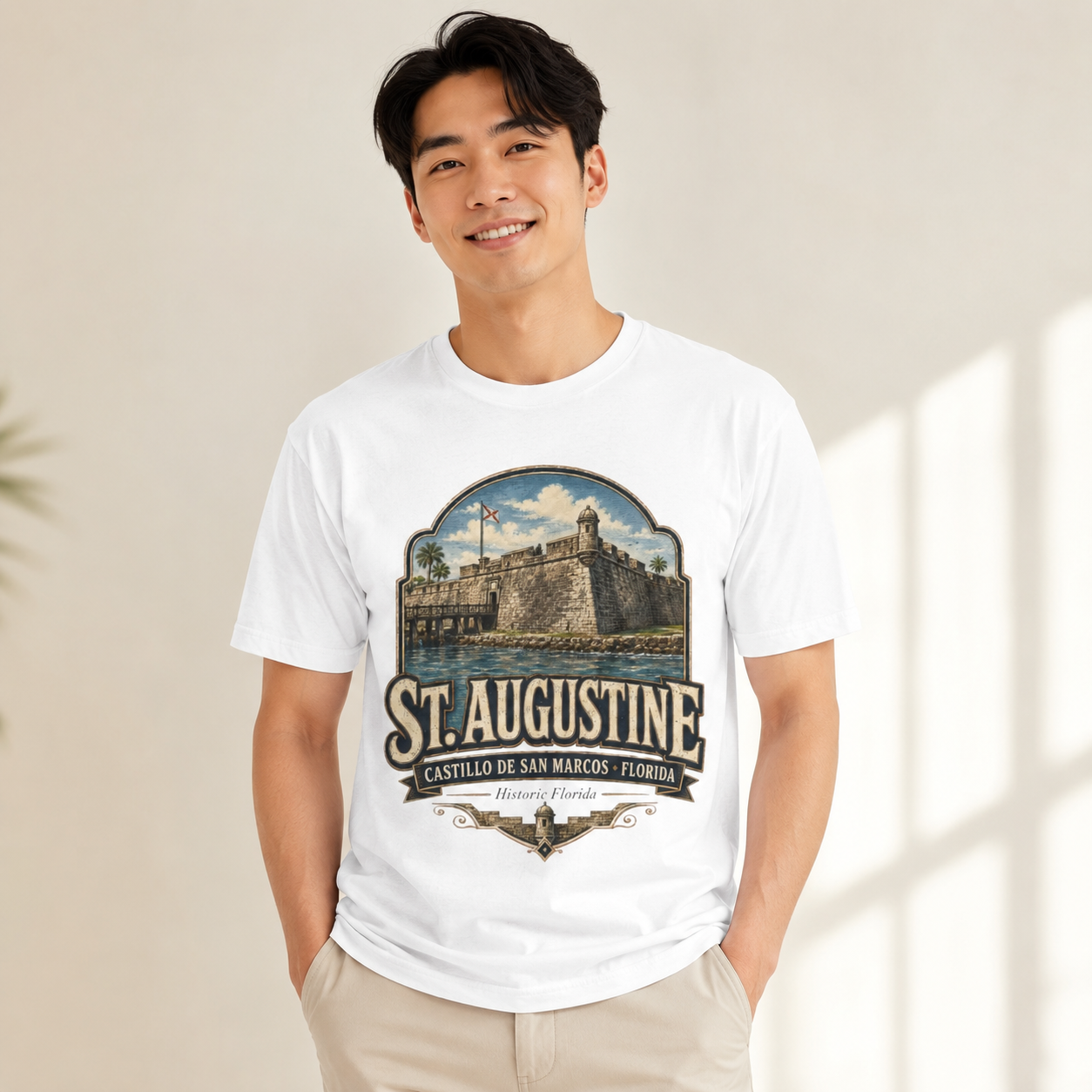 St Augustine Florida Shirt, Castillo de San Marcos Tee, Vintage Florida Travel T-Shirt, Premium AS Colour 5001 Souvenir Gift.