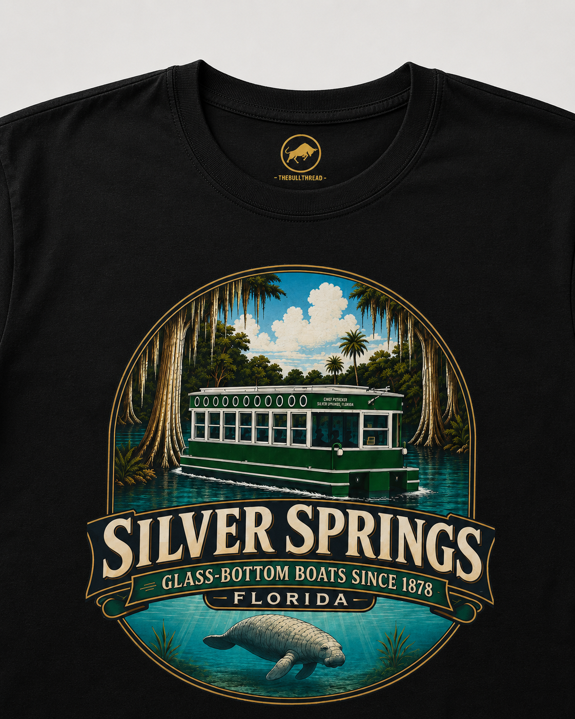 Silver Springs Florida Shirt, Vintage Glass-Bottom Boat Graphic Tee, Manatee State Park Travel Souvenir and Florida Gift.